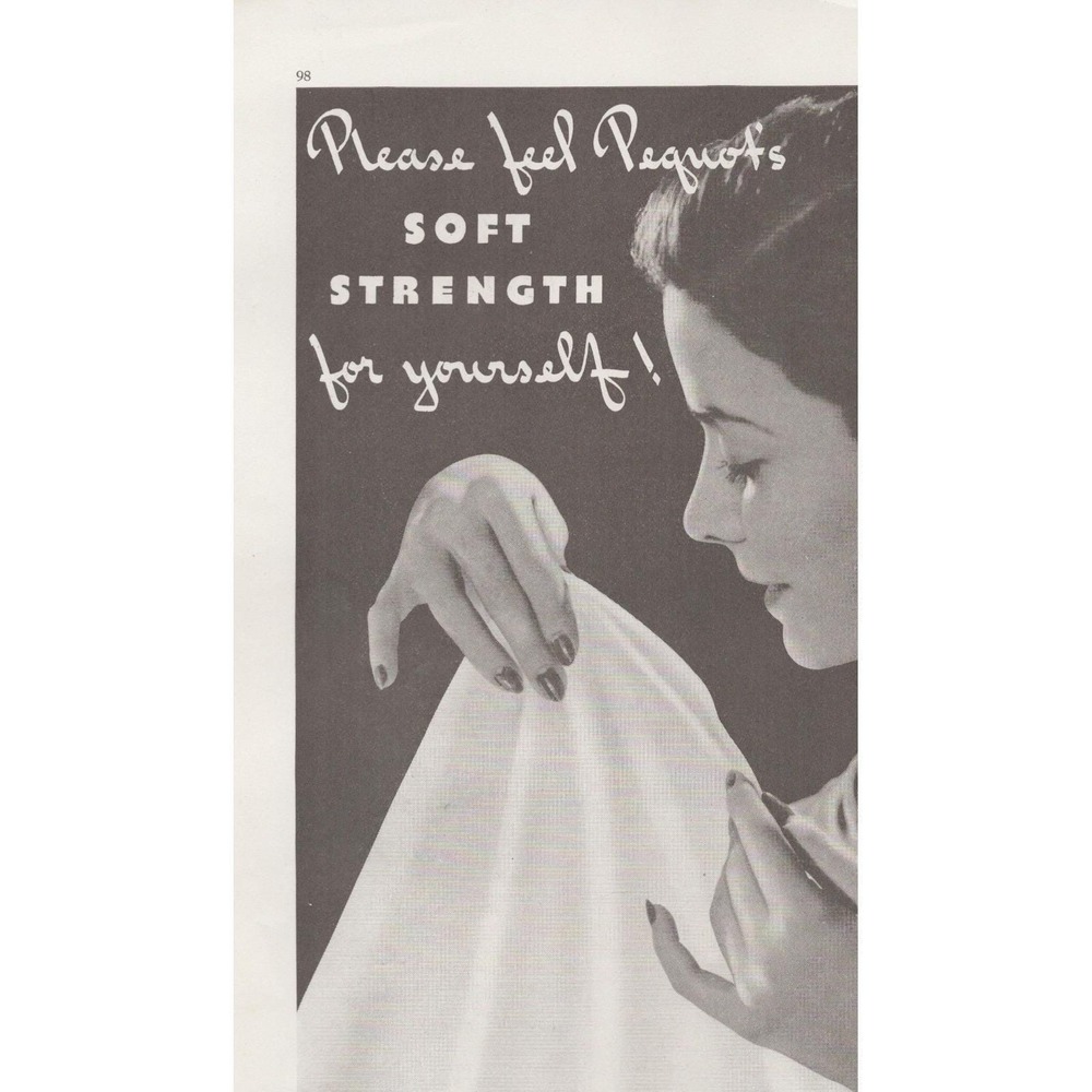 Vintage 1938 Pequot Sheets Print Ad Great Depression Era Pre-WWII Home Decor